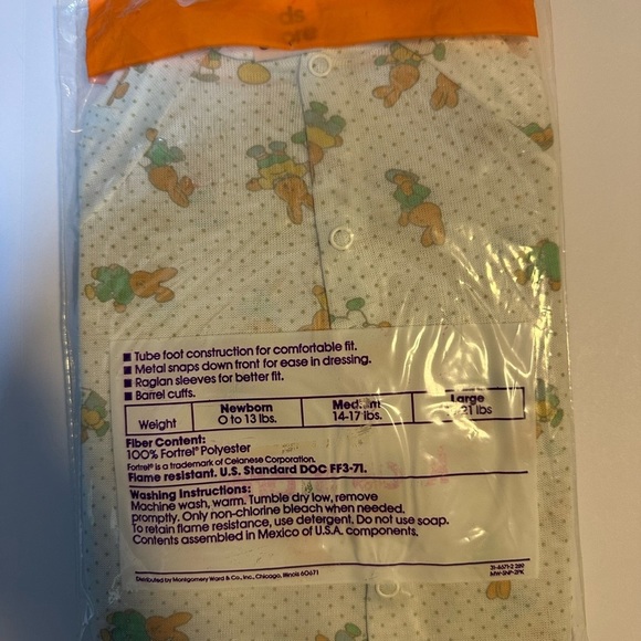 Vtg 80s Baby Sleeper One Piece Sleep & Play 2 Pk Bunnies Rabbit Sz 14-17lbs - Picture 3 of 6